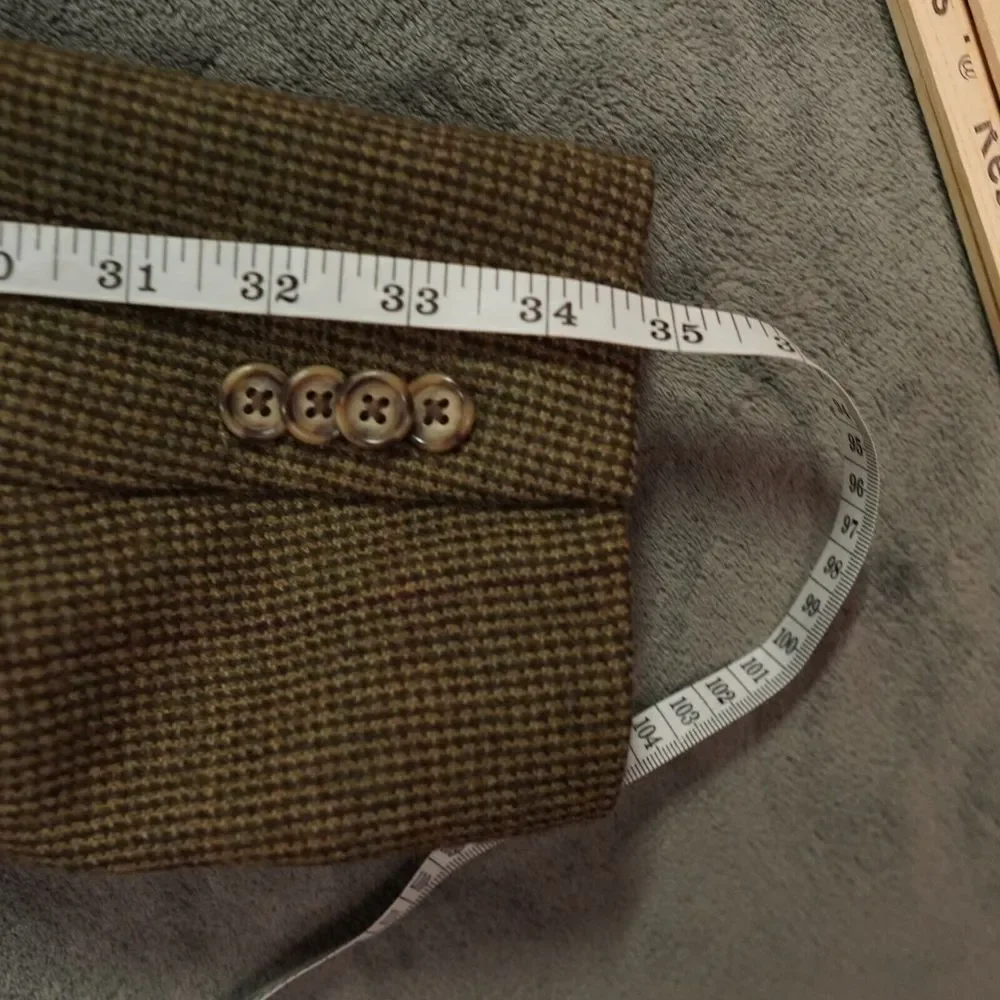 Vinatge Lauren Ralph Lauren Blazer Men 43R Brown Wool Houndstooth Sports‎ Coat